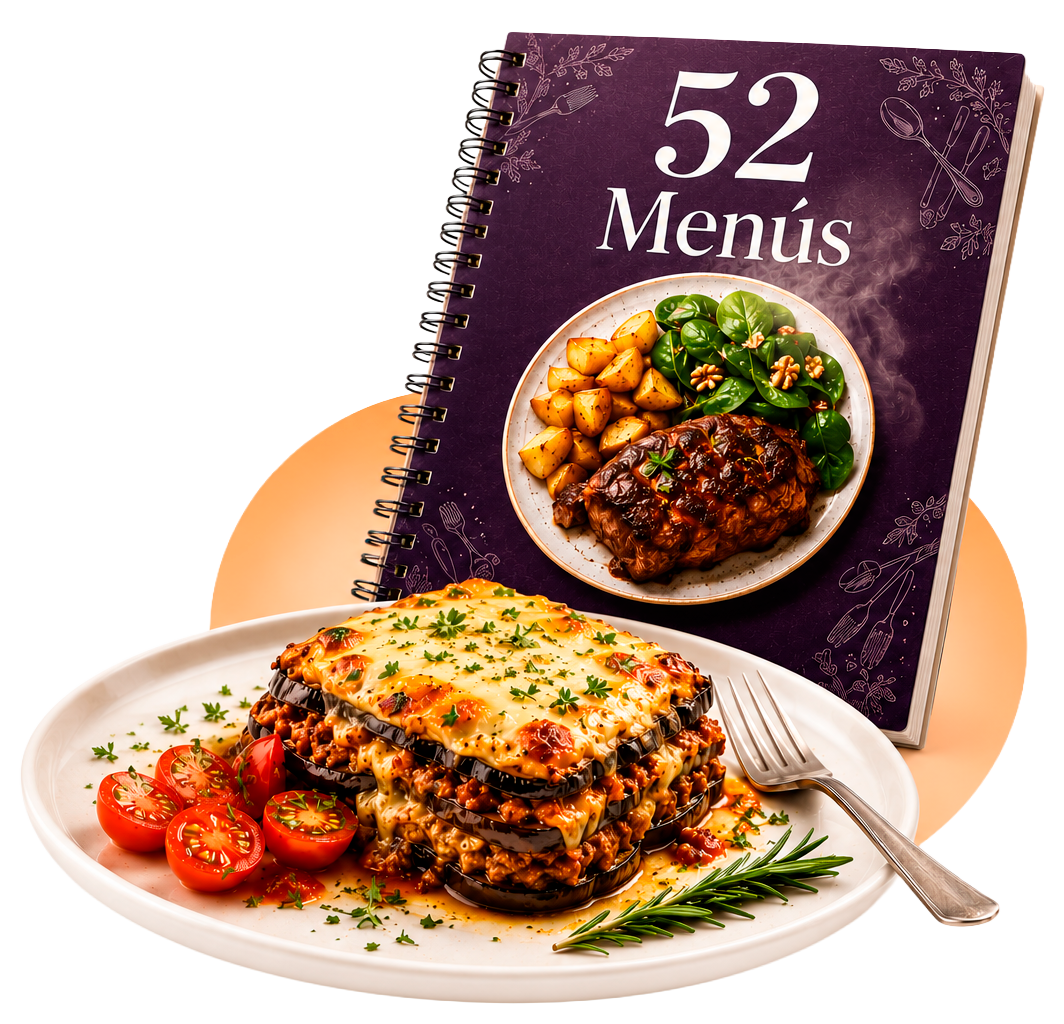 Libro 52 Menús con plato de lasaña de berenjena